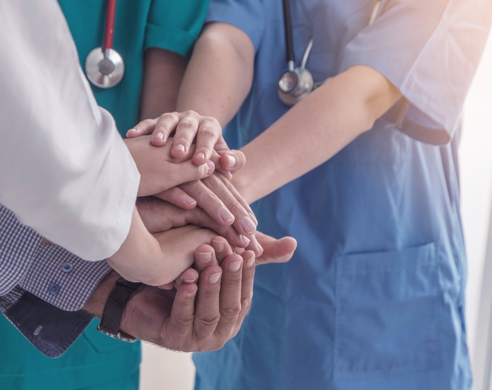 Healthcare professionals demonstrating teamwork and collaboration