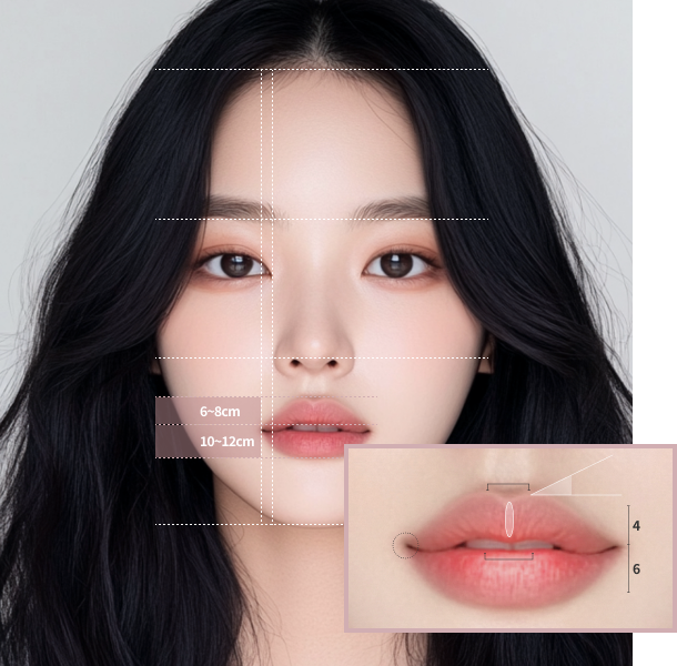 model with gridlines showing facial proportion