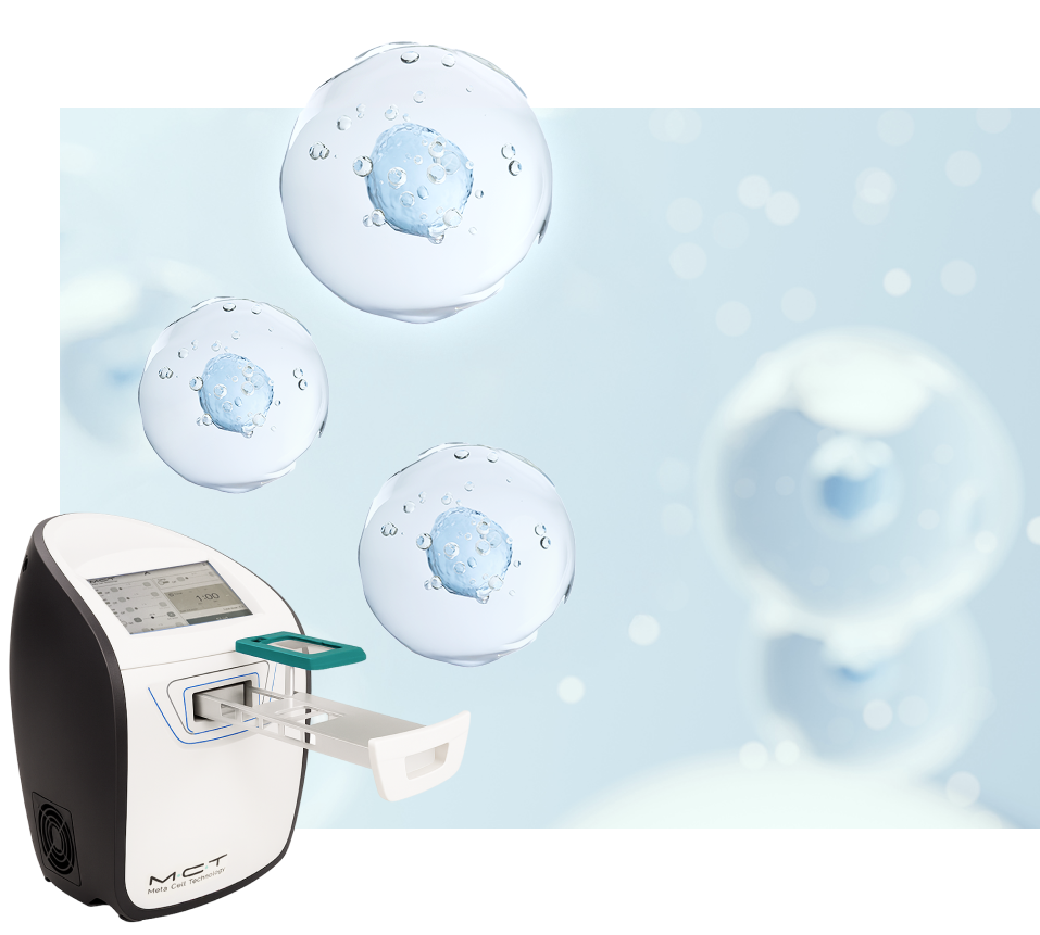 mct metacell device and cells representing exosomes, atp, and growth factors