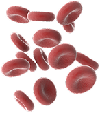 red cells representing autologous stem cell growth factors harvested from the patient's own blood