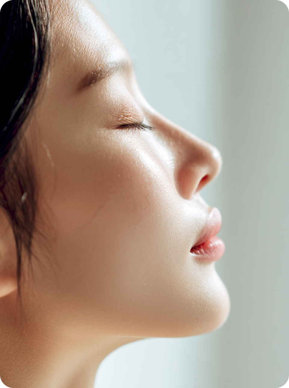 model with enhanced facial contour representing fat dissolving injections
