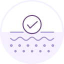 skin diagram with a check mark representing anti-aging effects